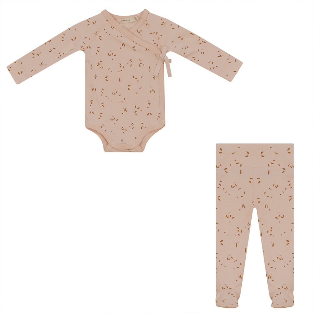Fragile 2 piece layette cotton spandex willow print
